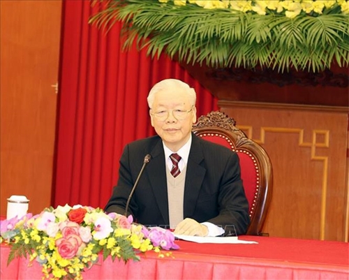 Tổng Bí thư Nguyễn Phú Trọng hội đàm trực tuyến với Thủ tướng Nhật Bản